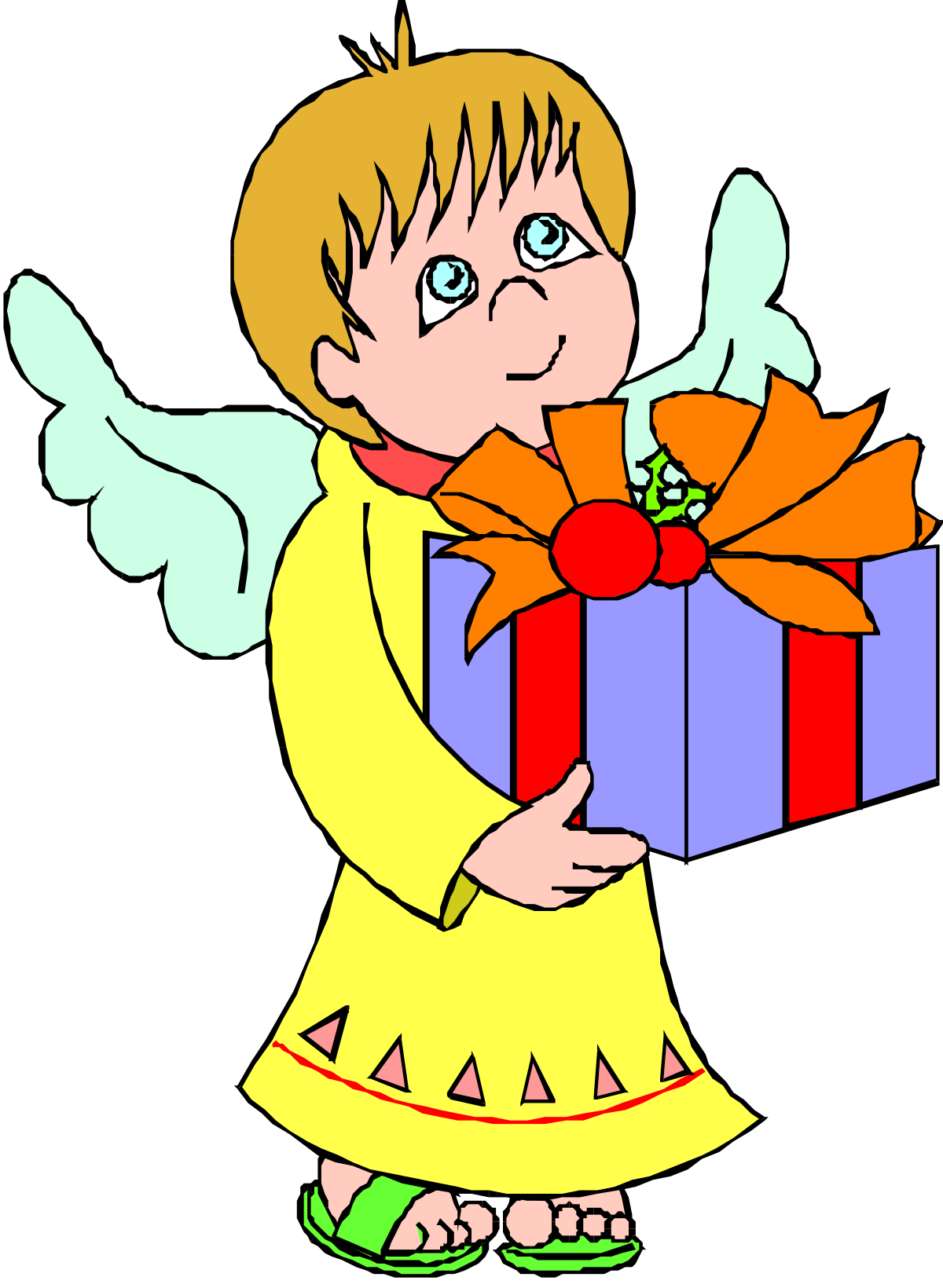Gift Box Clipart: Adorable Little Girl Holding a Present