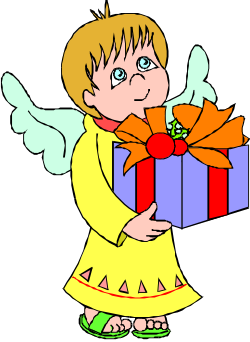 Gift Box Clipart: Adorable Little Girl Holding a Present