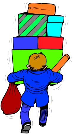 Child Carrying Pile of Blocks - Playful Clipart
