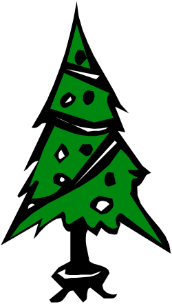 Green Christmas Tree Clipart on Black Background