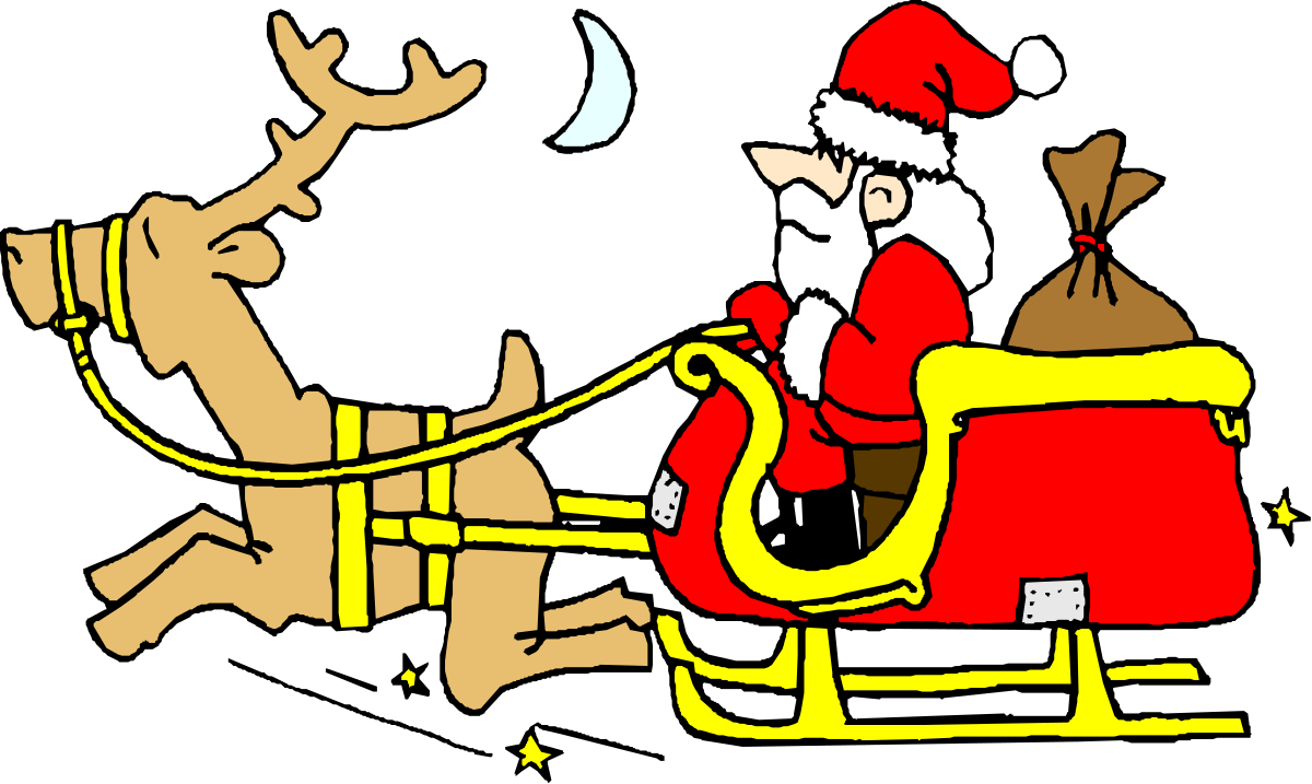 santa claus on sled reindeer clip art png transparent Santa Claus on Sled with Reindeer - Festive Holiday Clipart