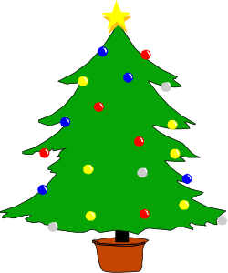 Christmas Tree Clipart with Lights and Star - Festive Holiday Decor