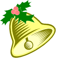 Christmas Bell with Holly and Red Berries Clipart for Festive Designs