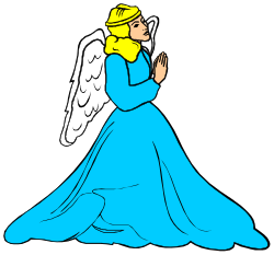 Angel Clipart in Blue Dress and Yellow Hat