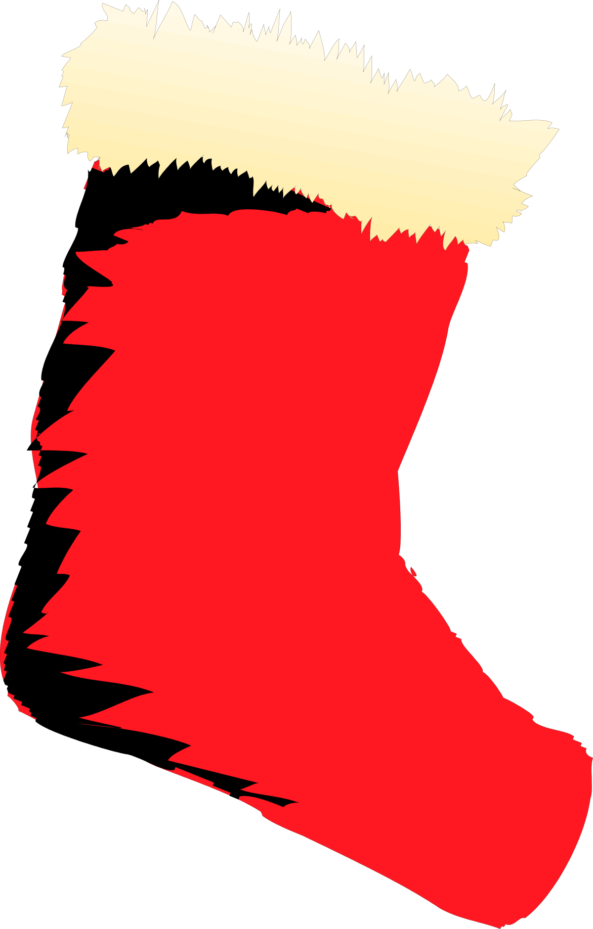 Red Christmas Stocking with White and Yellow Stripe - Festive Clipart Collection