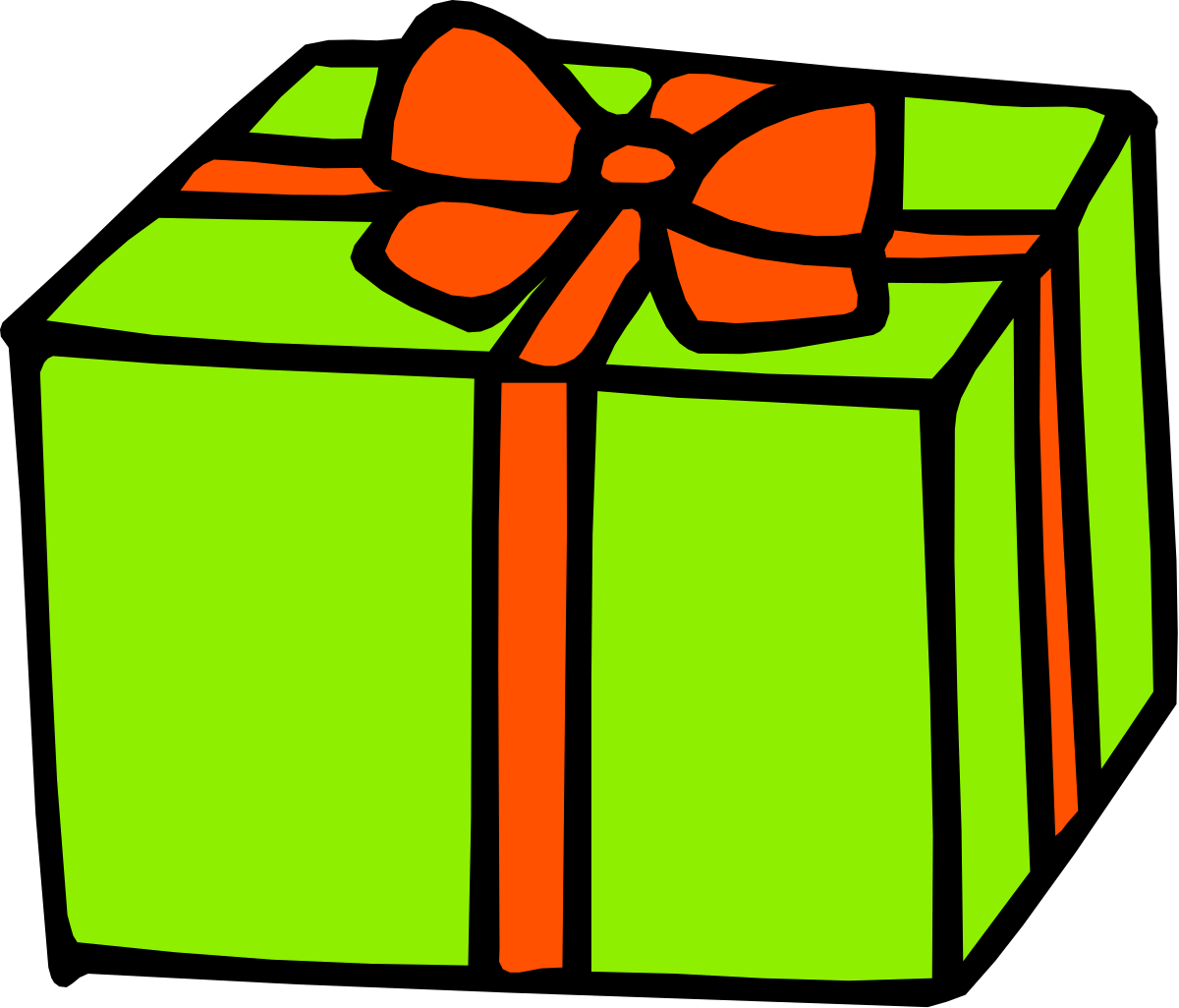 Green Gift Box with Red Bow - Festive Clipart for Every Occasion