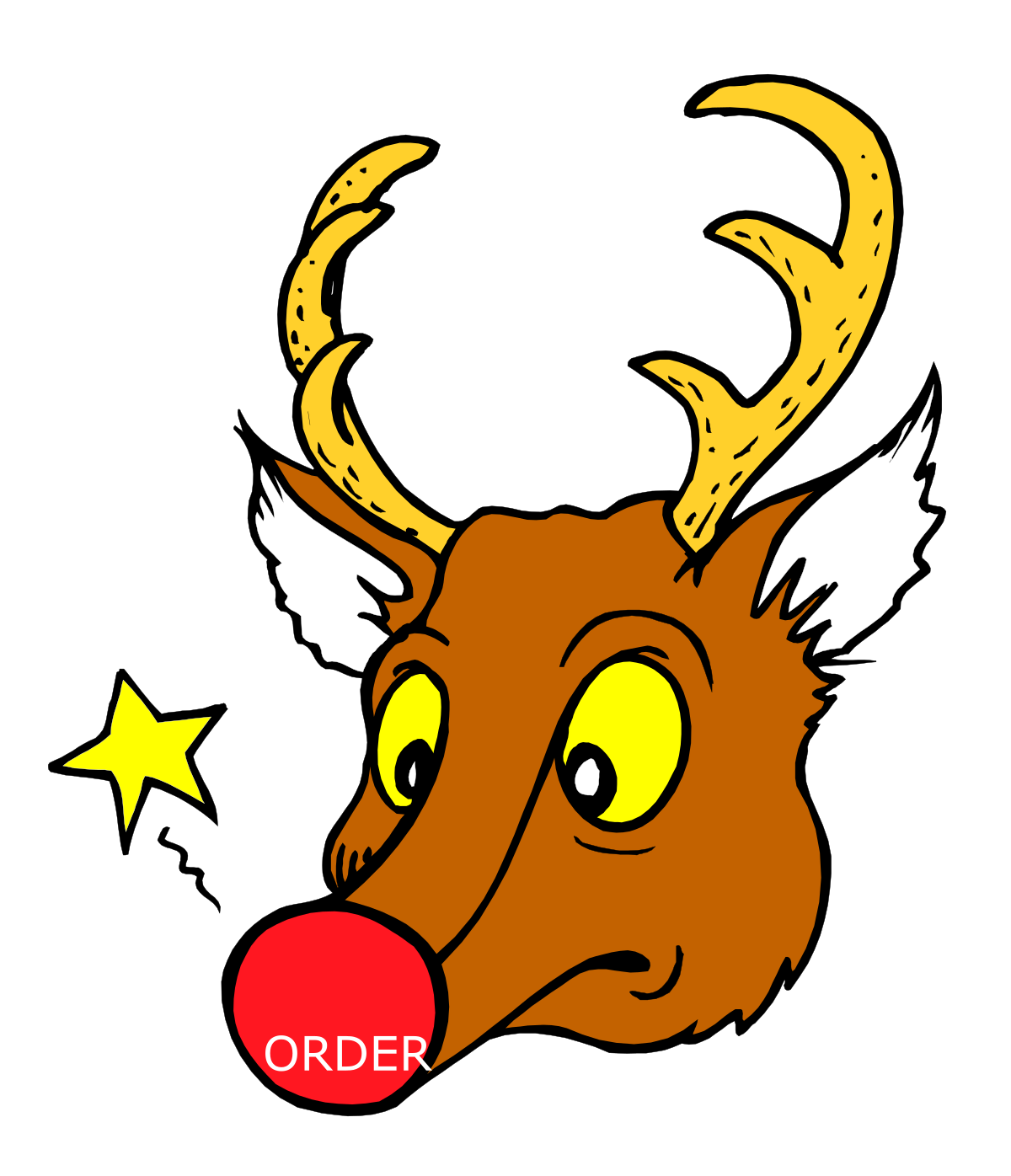 Deer with Red Nose and Star Clipart - Vibrant Holiday Decor