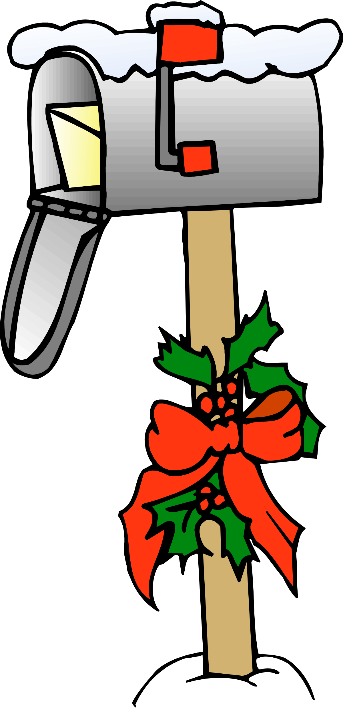 a christmas mailbox with a red bow and a green bow clip art png transparent Christmas Mailbox with Red Bow and Green Bow Clipart for Festive Designs