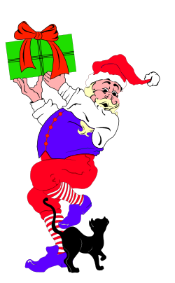 Santa Claus Carrying Gift Box - Festive Clipart for Holiday Cheer