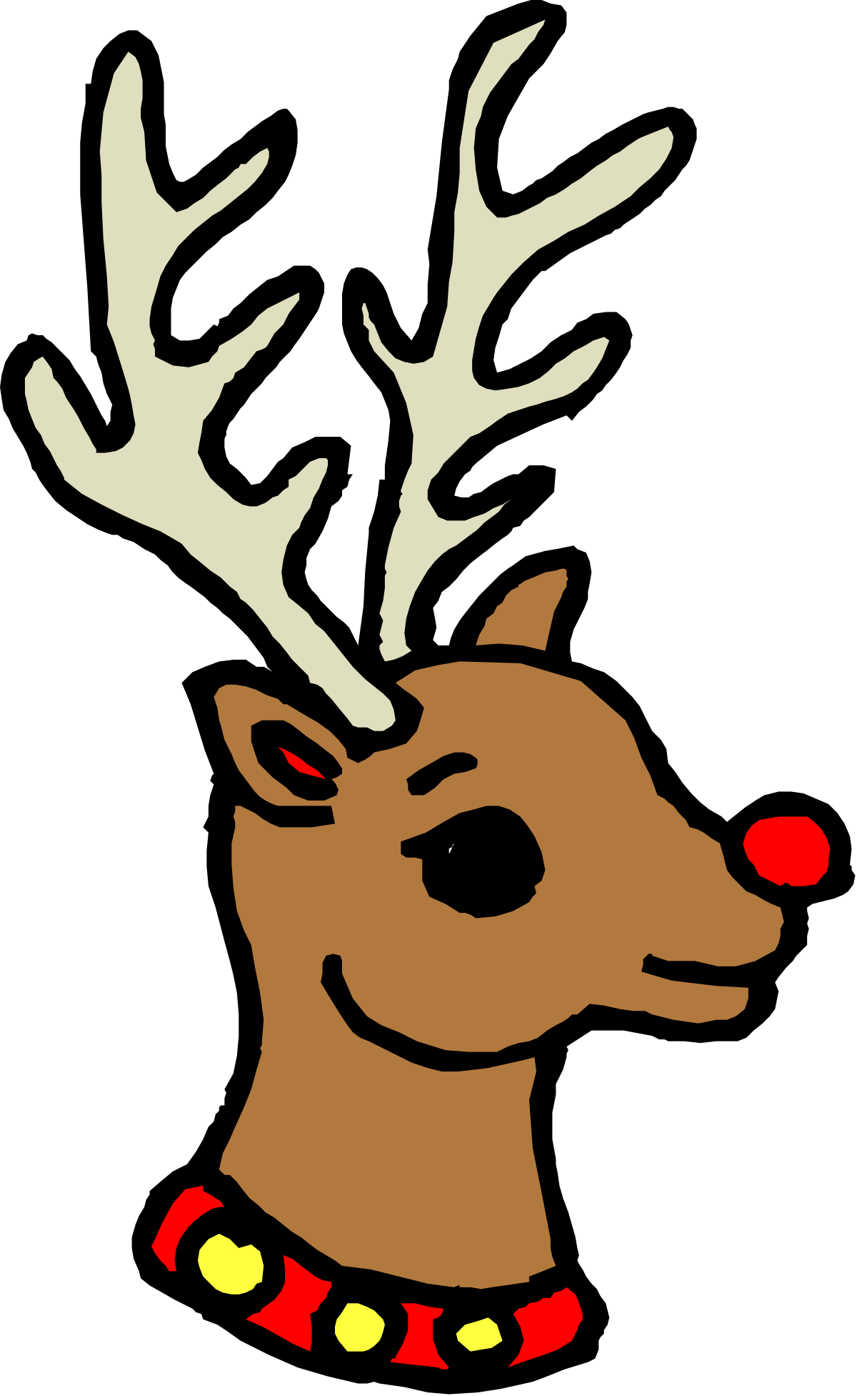 a reindeer with a red nose and a red nose clip art png transparent Reindeer with Red Nose Clipart - Festive Holiday Illustration