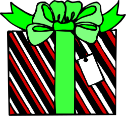 Gift Box Clipart: Vibrant Green and Red with a Bow