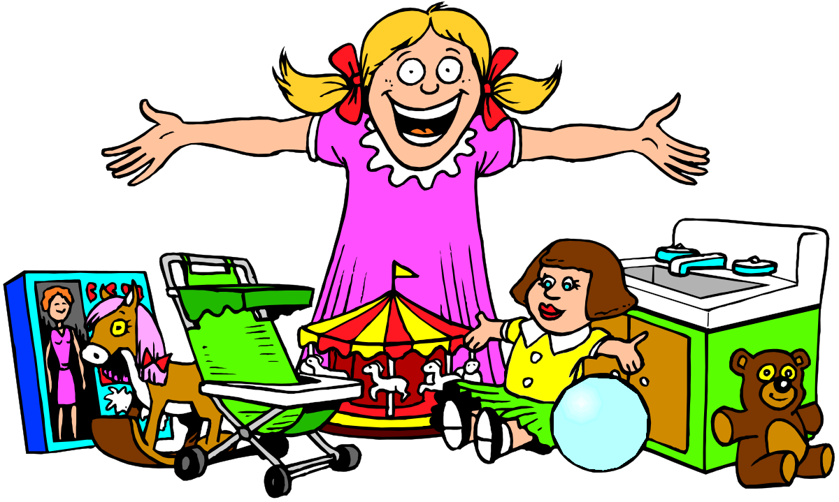 Toys Pile with Girl - Playful Clipart for Fun Designs