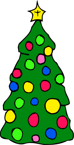 Christmas Tree with Colorful Lights - Festive Clipart Collection