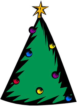 Christmas Tree with Flying Birds Clipart - Festive Holiday Scene