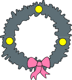 Wreath with Pink Bow and Yellow Balls - Festive Clipart Collection