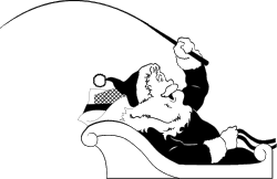 Dog Silhouette on Couch - Black and White Clipart