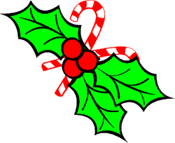 Christmas Holly with Candy Canes Clipart - Festive Holiday Decorations