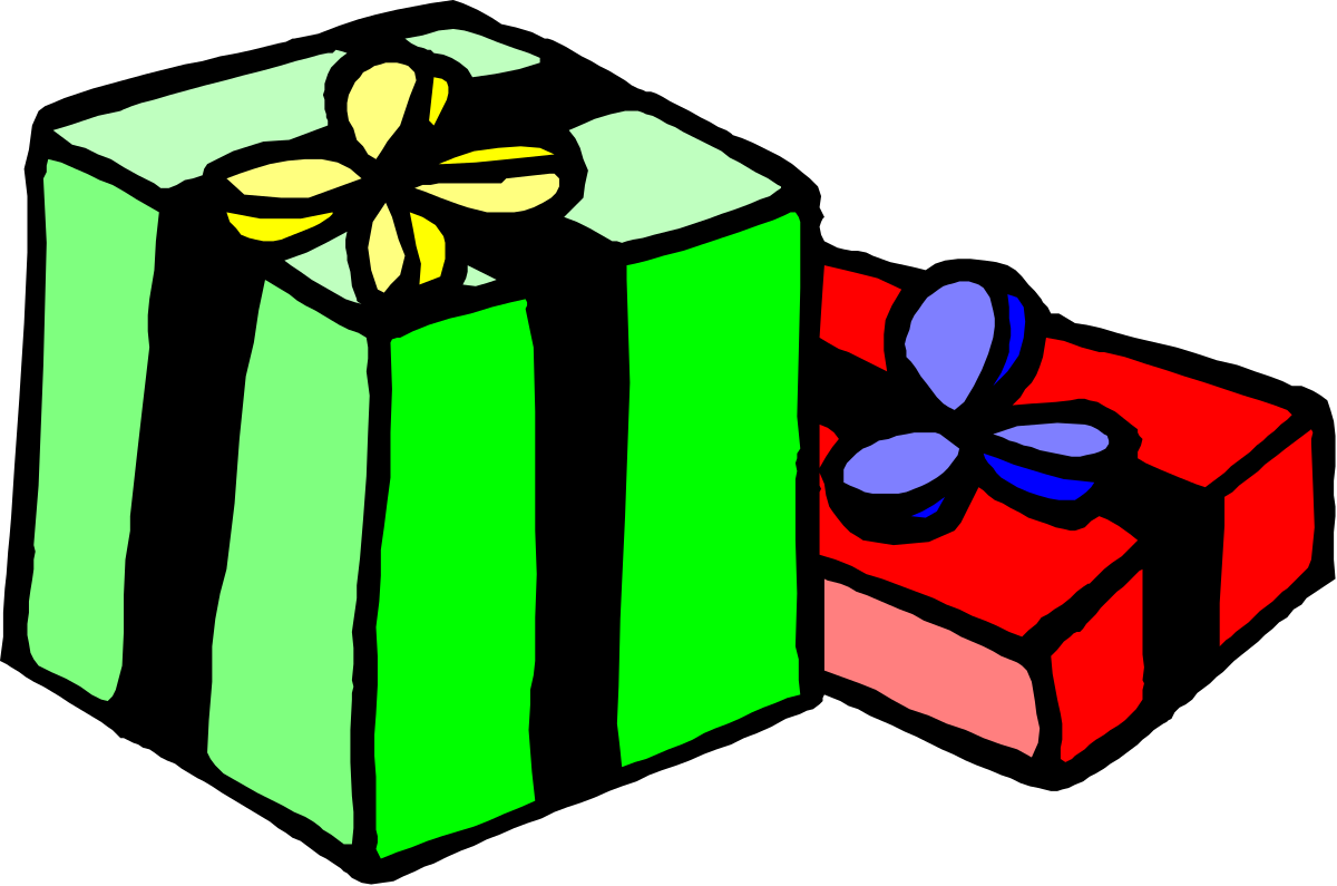 Gift Box Clipart: Green and Red Bow for Festive Designs