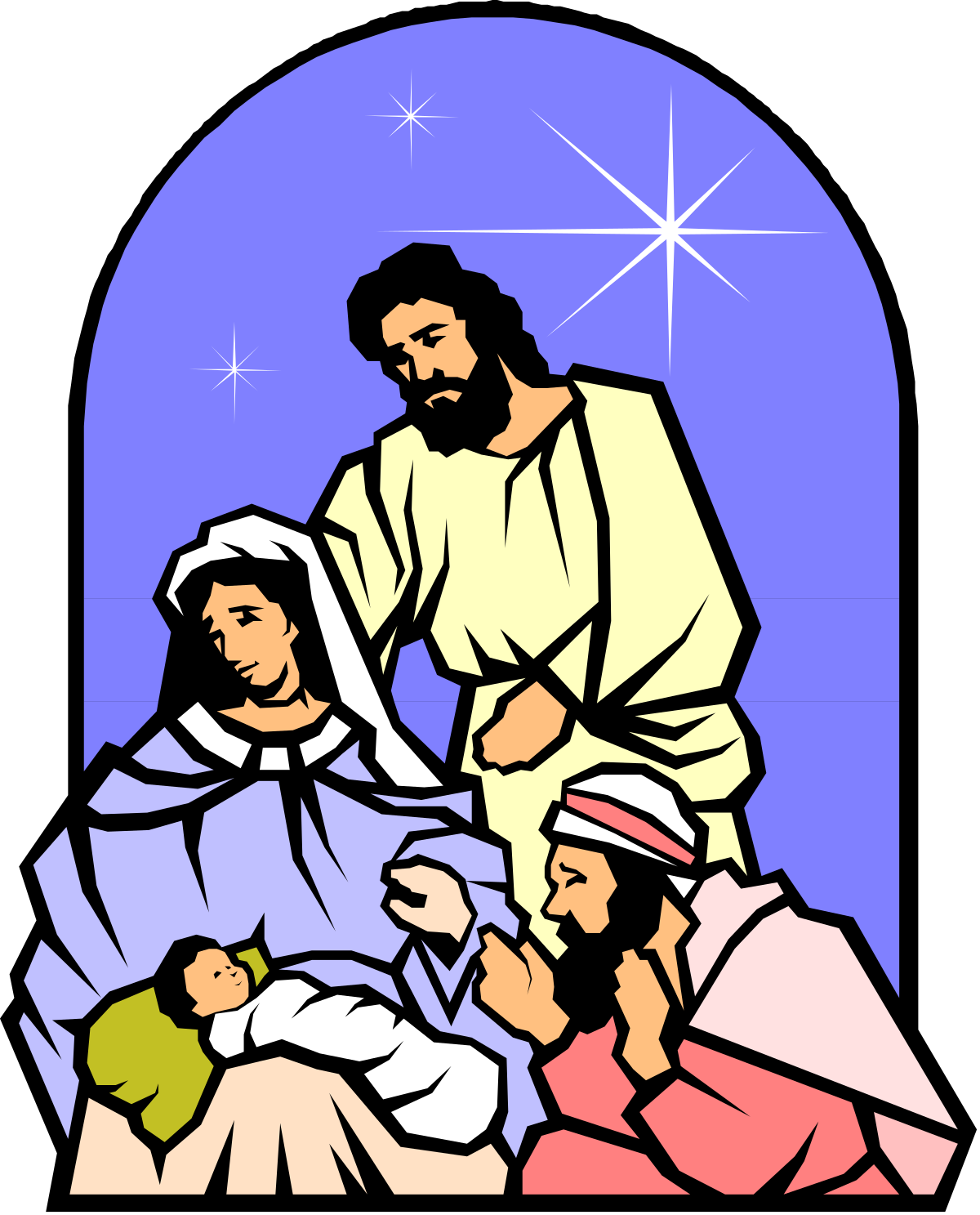 a nat scene with a manger and three children clip art png transparent Manger Scene with Children - Heartwarming Nativity Clipart