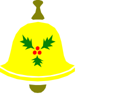 Yellow Christmas Bell with Holly Leaves Clipart