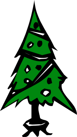 Green Christmas Tree Clipart on Black Background - Festive Holiday Decor
