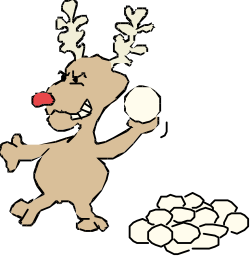 Reindeer with Red Nose and Snow - Festive Clipart