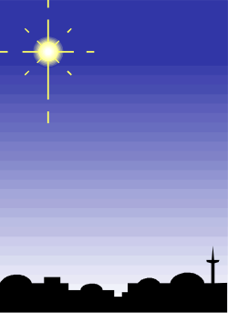 Shining Star Over Cityscape Clipart