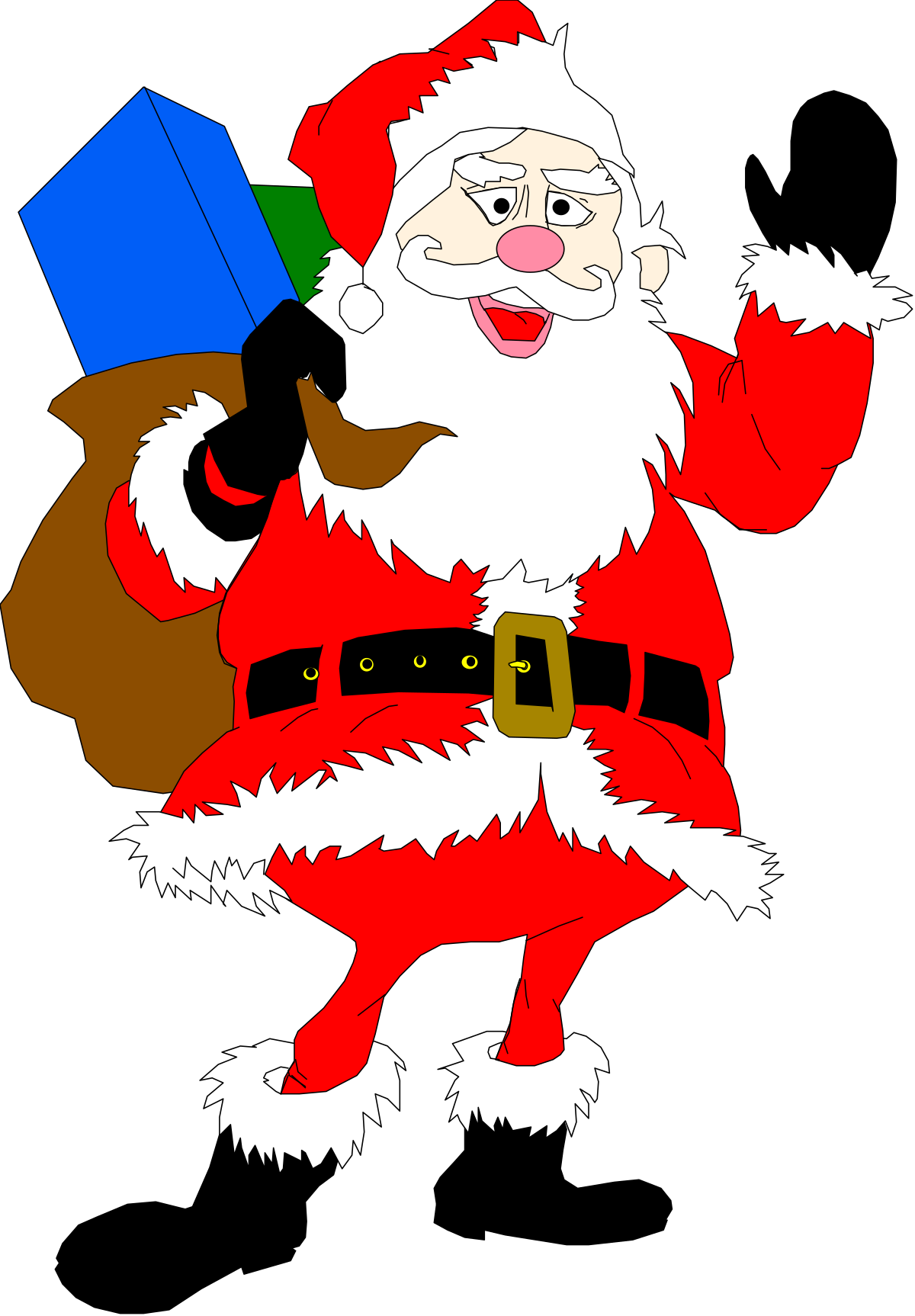 Cartoon Santa Claus Carrying Gift Bag - Fun Holiday Clipart