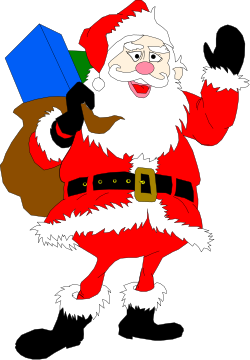 Cartoon Santa Claus Carrying Gift Bag - Fun Holiday Clipart