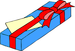 Blue Box with Red Bow  Perfect Gift Clipart