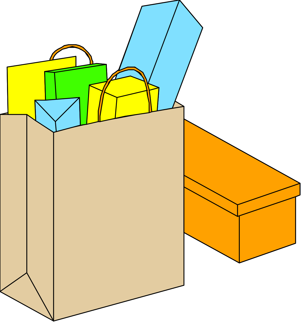 Bag Overflowing with Boxes Clipart - Perfect for Creative Projects