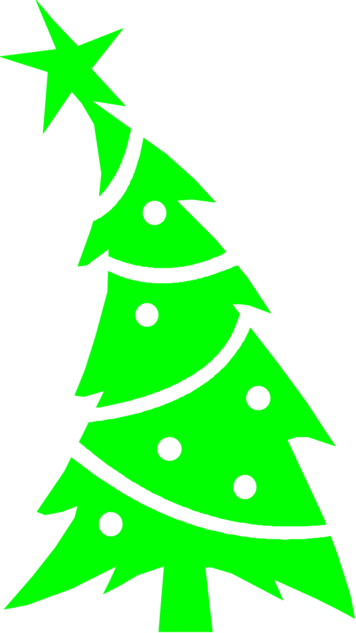 Green Christmas Tree with White Stars Clipart for Festive Designs