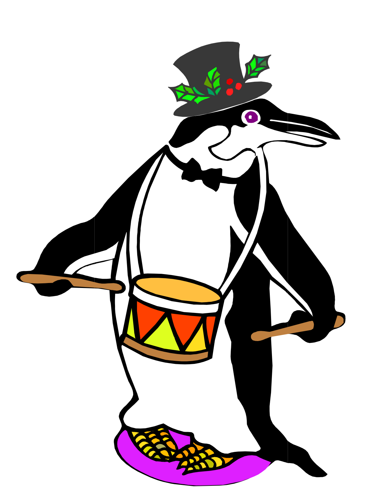 a penguin with a hat and a drum clip art png transparent Penguin with Hat and Drum Clipart - Fun and Playful Illustrations