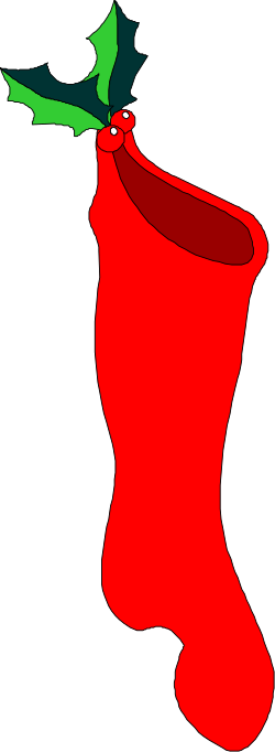 Red Christmas Stocking with Holly - Festive Clipart Collection