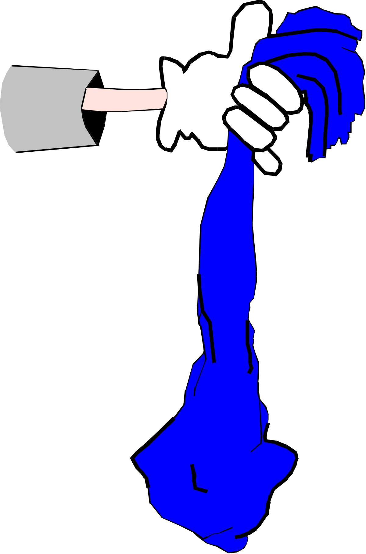Blue Hand Holding Knife - Dynamic Clipart for Creative Projects
