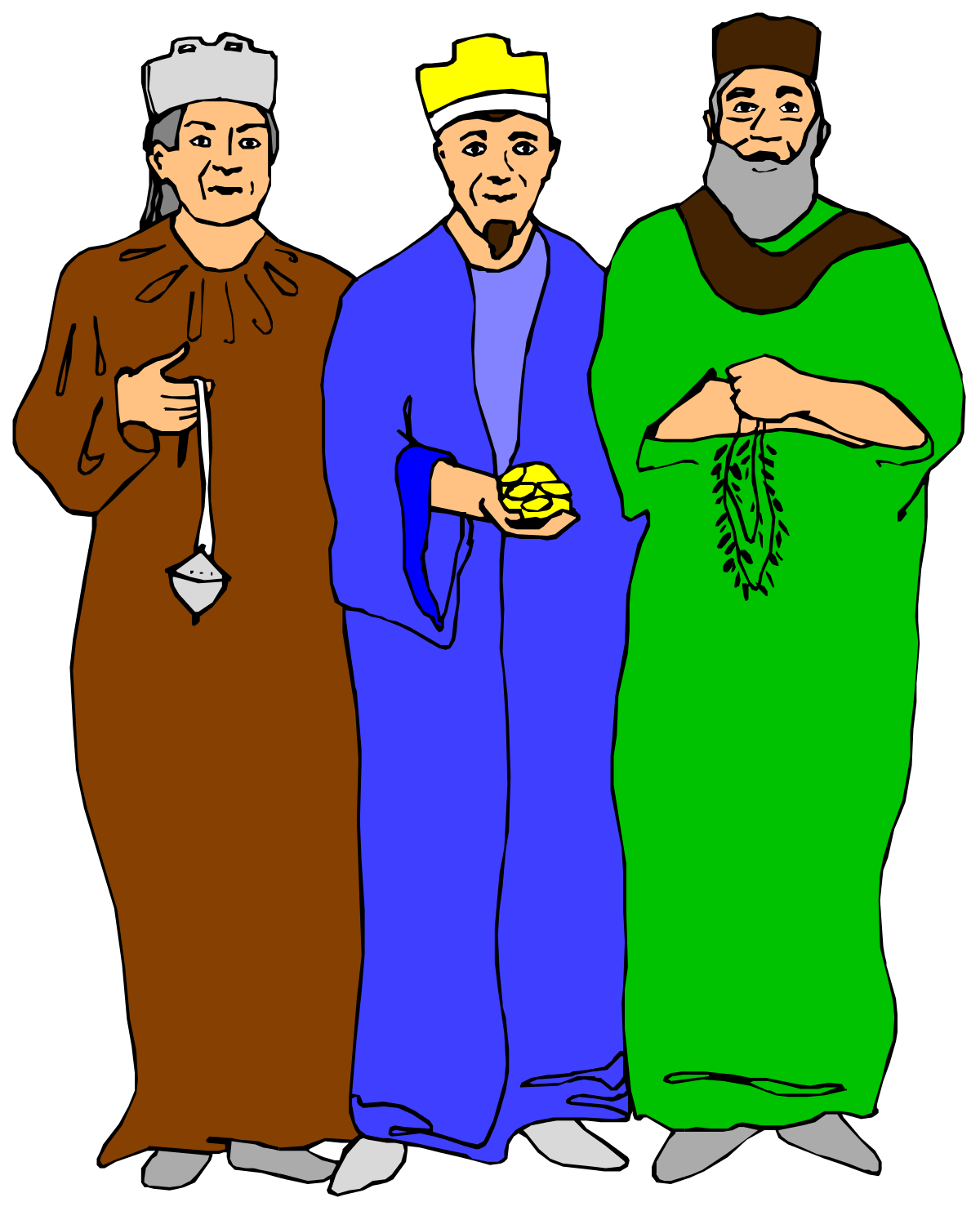 Colorful Robes: Three Men Clipart Illustrations