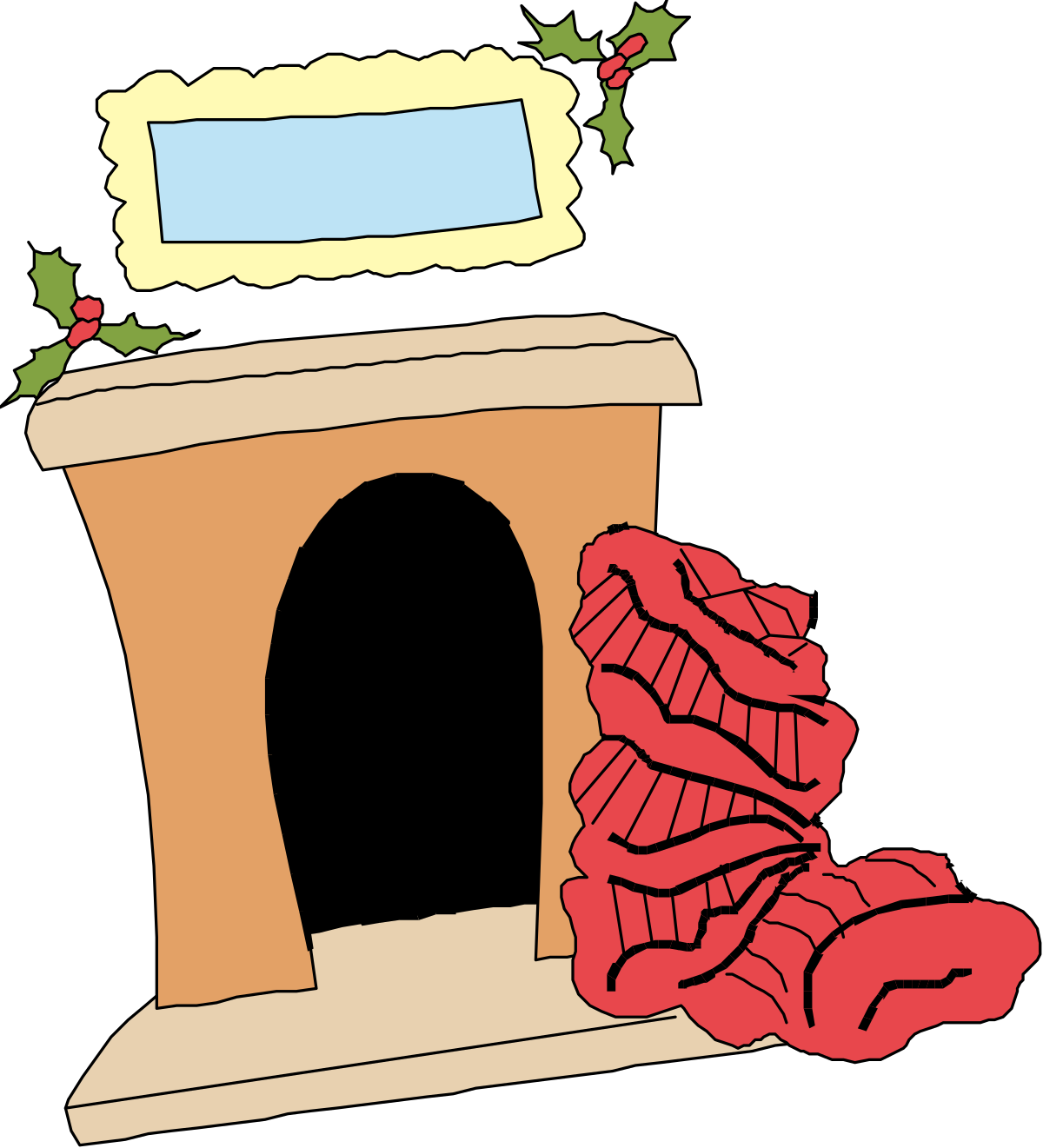Red Christmas Presents Piled High on Black Background - Festive Clipart