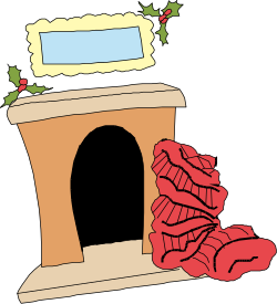 Red Christmas Presents Piled High on Black Background - Festive Clipart