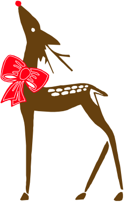Deer with Red Bow Clipart - Adorable Woodland Animal Illustration