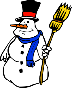 Snowman with Pitchfork and Hat Clipart - Whimsical Winter Scene