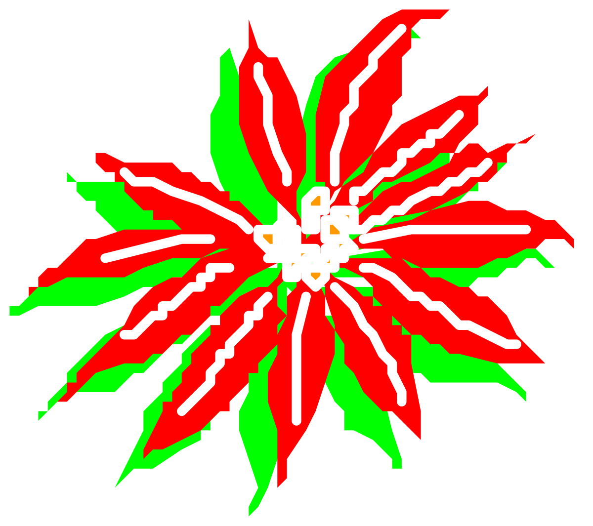 Red and Green Flower with White Petals Clipart