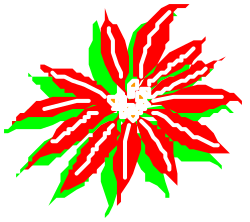 Red and Green Flower with White Petals Clipart