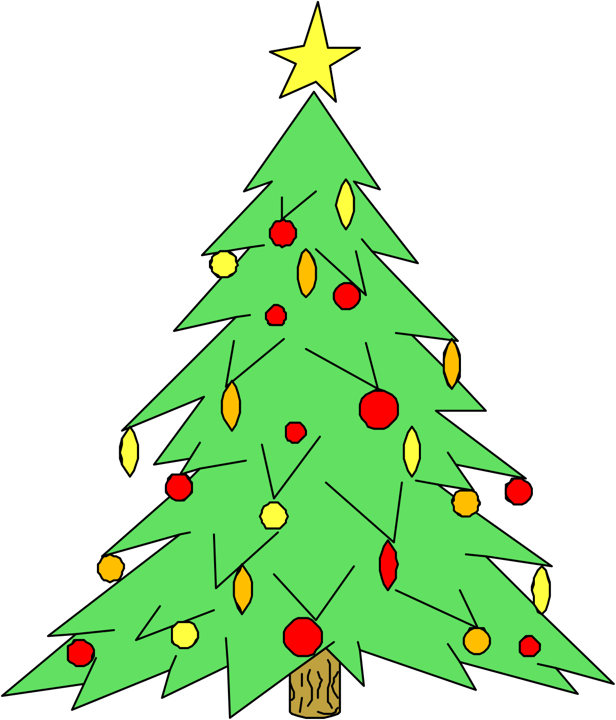 Christmas Tree with Star Topper Clipart - Festive Holiday Decor