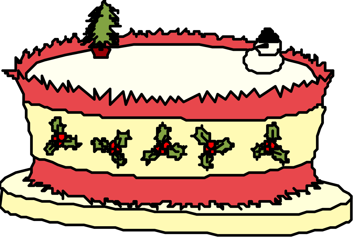 Christmas Cake with Holly Decoration - Festive Clipart Collection