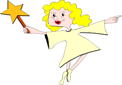 Cartoon Girl with Wand and Star - Magical Clipart