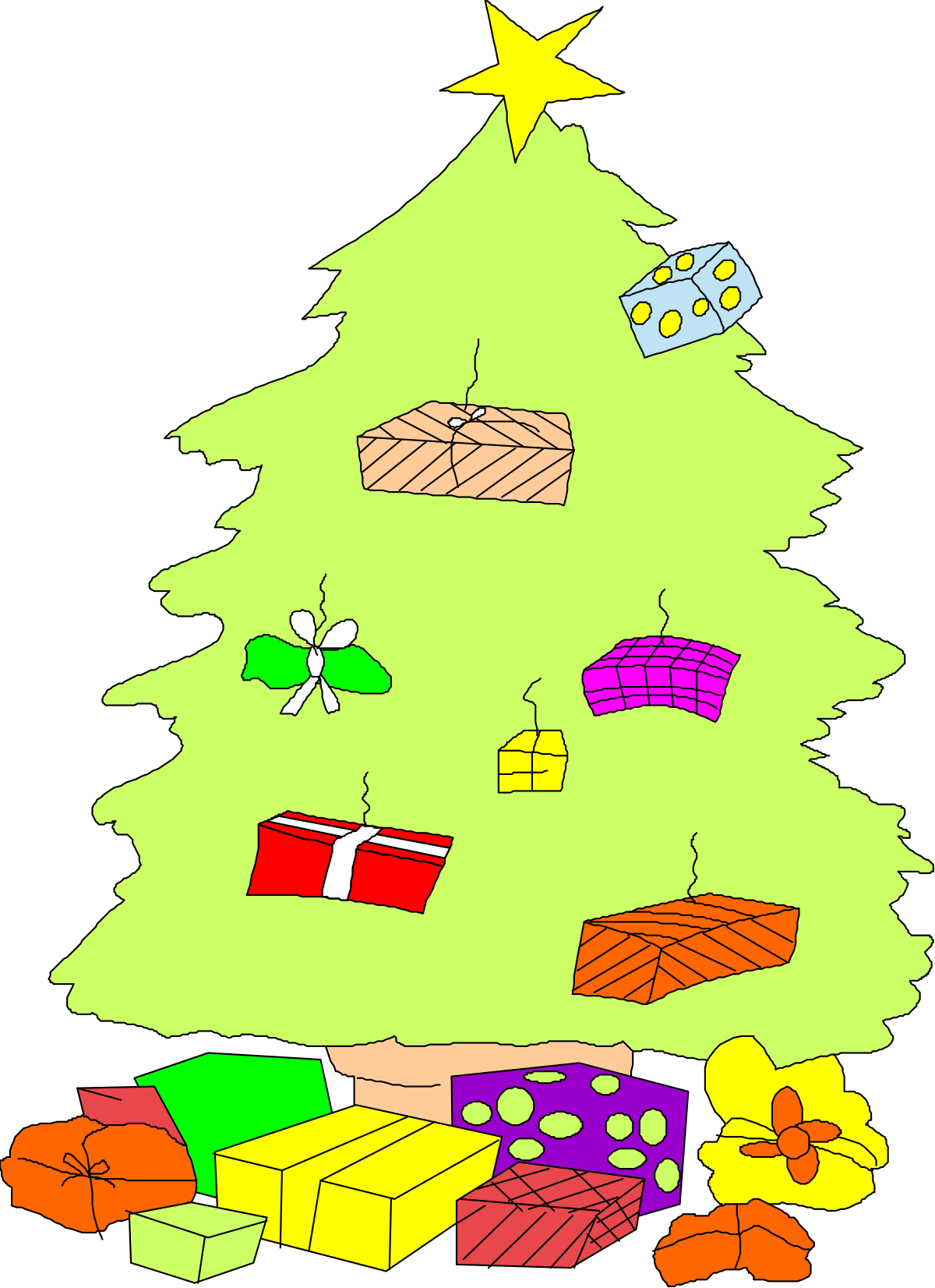 Christmas Tree with Presents Clipart - Festive Holiday Decorations