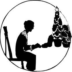 Silhouette of a Man Sitting on a Chair - Black and White Clipart
