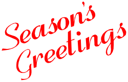 Season's Greetings Logo: Red and Black Clipart Design
