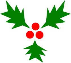 Holly Clipart: Vibrant Green and Red with Three Berries