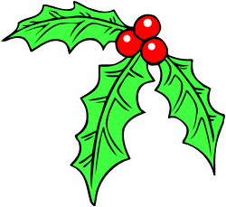 Holly Branch with Red Berries - Festive Clipart for Holiday Designs